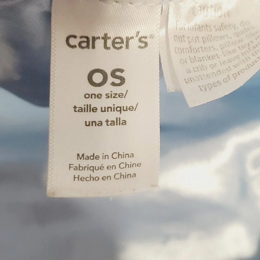 Carters Baby Blue Elephant Lovey Rattle Security Blanket Stripe Navy Plush Satin